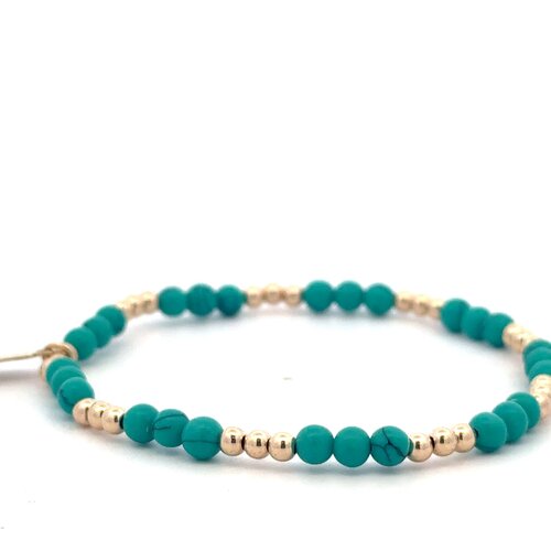 Three 3 turquoise plain gold coloured