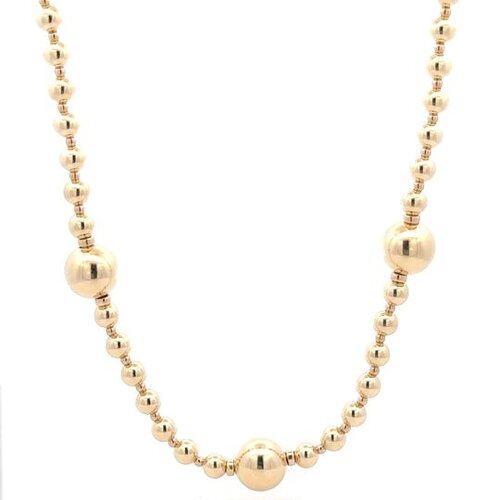 Necklace 3 dot 10mm mix 5mm gold coloured