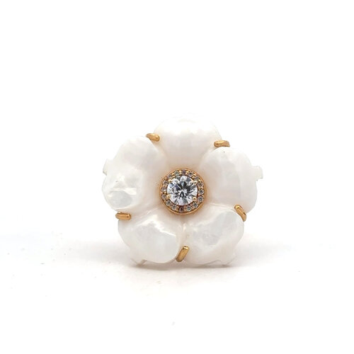 Ring flower luxe pearl goldplated