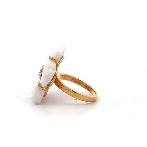 Ring flower luxe pearl goldplated
