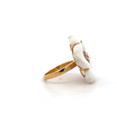 Ring flower luxe pearl goldplated