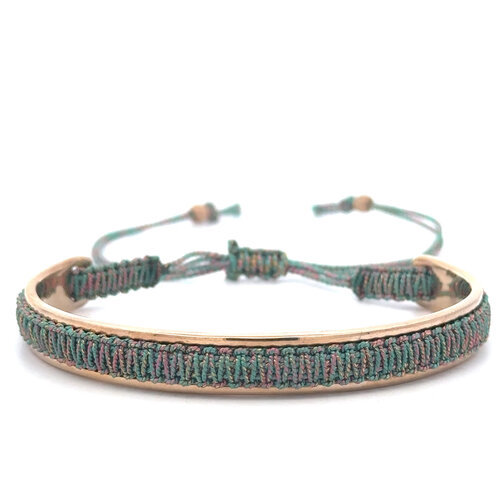 Bangle cord green goldplated