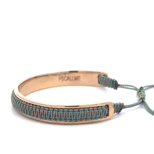 Bangle cord green goldplated