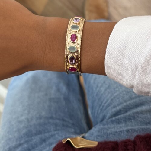Bangle open multi mix goldplated