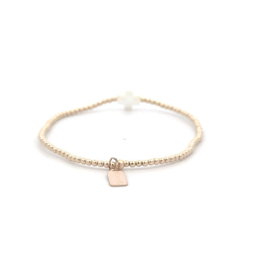 Cross small 2mm pearl gold coloured