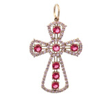 Charm cross big pink gold plated Charm cross big pink gold plated