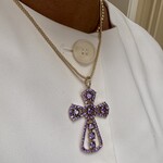 Charm cross big purple gold plated Charm cross big purple gold plated