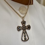 Charm cross big black gold plated Charm cross big black gold plated
