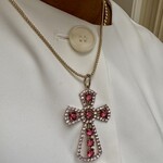 Charm cross big pink gold plated Charm cross big pink gold plated