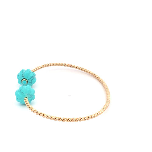 Bangle twis blossom turquoise goldplated