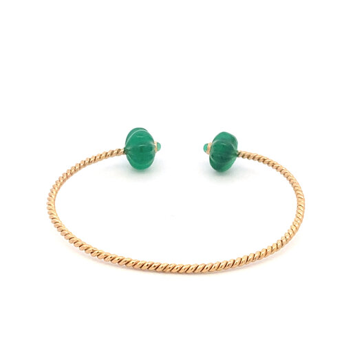 Bangle twis blossom green goldplated