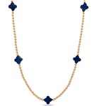 Necklace four clover small blue gold coloured Necklace four clover small blue gold coloured