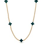 Necklace four clover small green gold coloured Necklace four clover small green gold coloured