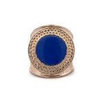 Ring flat stone blue goldplated Ring flat stone blue goldplated