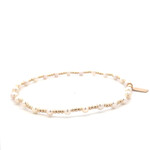 Anklet mix 3 pearl 2mm gold coloured Anklet mix 3 pearl 2mm gold coloured