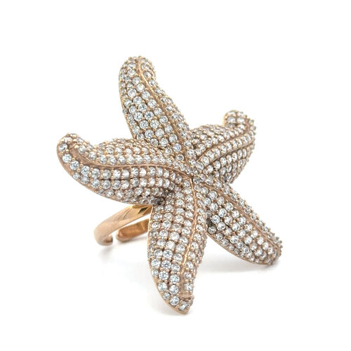 Ring starfish cc goldplated