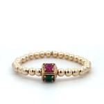 Cube stone multi 6mm gold coloured Cube stone multi 6mm gold coloured