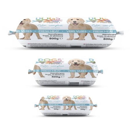 Dogs Perfect Dogs Perfect Houdbaar Zalm Compleet 18 x 200 gr Dogs Perfect Dogs Perfect Houdbaar Zalm Compleet 18 x 200 gr