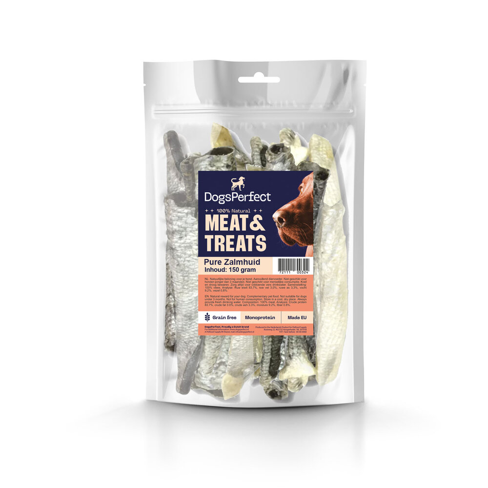 DogsPerfect DogsPerfect Pure Zalmhuid Groot 10 x 150gr DogsPerfect DogsPerfect Pure Zalmhuid Groot 10 x 150gr
