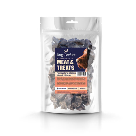 DogsPerfect DogsPerfect Pure Runderlong blokjes EU 10 x 150gr DogsPerfect DogsPerfect Pure Runderlong blokjes EU 10 x 150gr