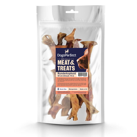 DogsPerfect DogsPerfect Runderkophuid 10 x 50cm x 10 stuks DogsPerfect DogsPerfect Runderkophuid 10 x 50cm x 10 stuks