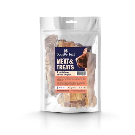 DogsPerfect DogsPerfect Gedroogd Rundvlees EU 10 x 500gr DogsPerfect DogsPerfect Gedroogd Rundvlees EU 10 x 500gr