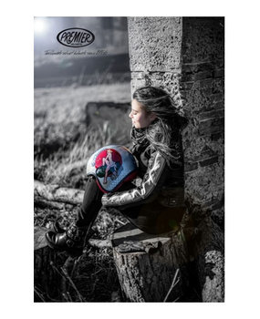 Premier Premier Vintage Pin Up Old Style Silver motorhelm Premier Premier Vintage Pin Up Old Style Silver motorhelm