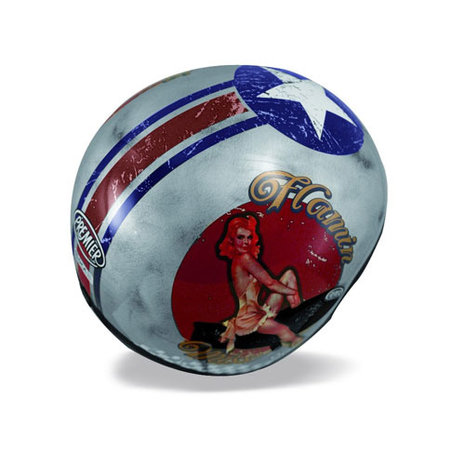 Premier Premier Vintage Pin Up Old Style Silver motorhelm Premier Premier Vintage Pin Up Old Style Silver motorhelm