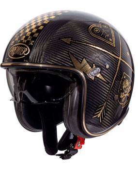 Premier Premier Vintage Evo Carbon NX Gold Chromed motorhelm Premier Premier Vintage Evo Carbon NX Gold Chromed motorhelm