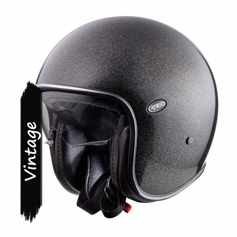 Premier Premier Vintage Evo U9 glitter zwart zilver Motorhelm Premier Premier Vintage Evo U9 glitter zwart zilver Motorhelm