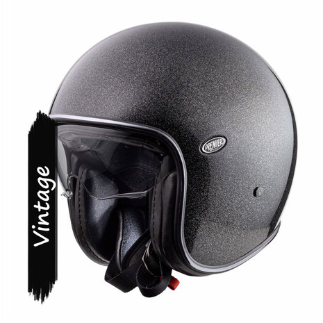 Premier Premier Vintage Evo U9 glitter zwart zilver Motorhelm Premier Premier Vintage Evo U9 glitter zwart zilver Motorhelm