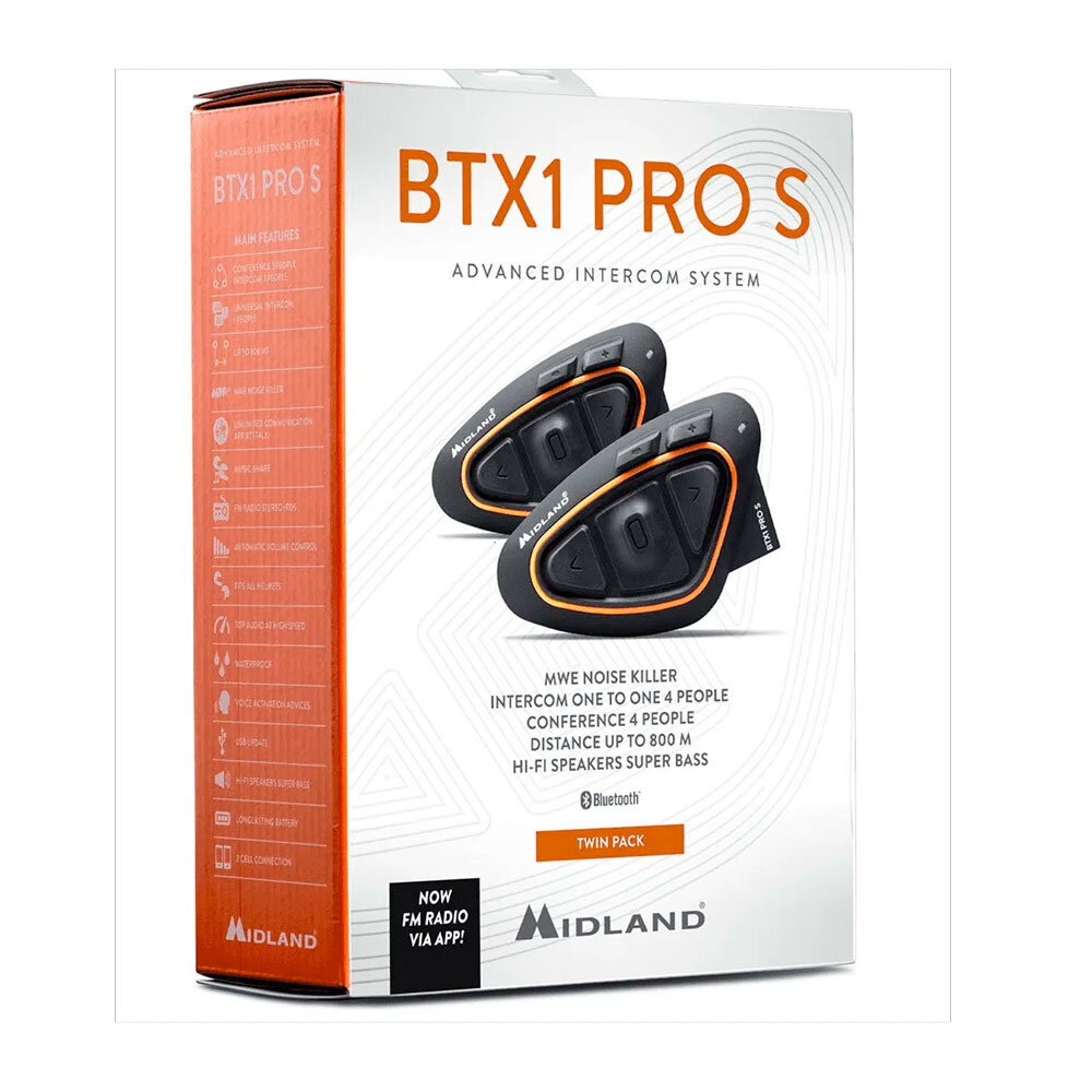 Midland Midland BTX1 pro-S Twinpack communicatiesysteem Midland Midland BTX1 pro-S Twinpack communicatiesysteem