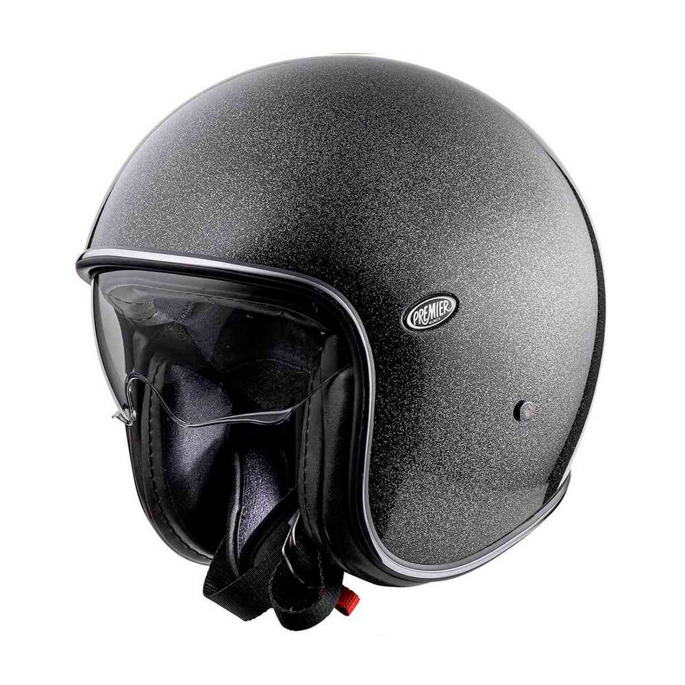 Premier Premier Vintage U9 Evo Glitter Silver motorhelm SALE Premier Premier Vintage U9 Evo Glitter Silver motorhelm SALE