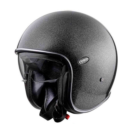 Premier Premier Vintage U9 Evo Glitter Silver motorhelm SALE Premier Premier Vintage U9 Evo Glitter Silver motorhelm SALE