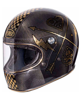 Premier Premier Trophy  Carbon NX Gold Chromed motorhelm SALE Premier Premier Trophy  Carbon NX Gold Chromed motorhelm SALE