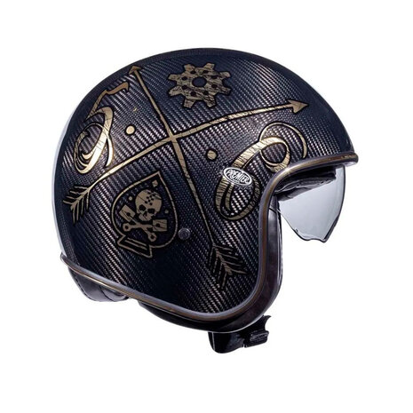 Premier Premier Vintage Evo Carbon NX Gold Chrome motorhelm SALE Premier Premier Vintage Evo Carbon NX Gold Chrome motorhelm SALE