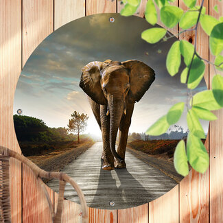 Sweet Living Rundes Outdoor Poster Laufender Elefant