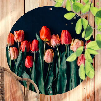 Sweet Living Rundes Outdoor Poster Rote Tulpen