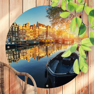 Sweet Living Rundes Outdoor Poster Amsterdam Sonnenuntergang