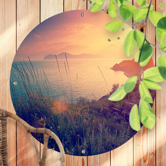 Sweet Living Rundes Outdoor Poster Felsiger Sonnenuntergang