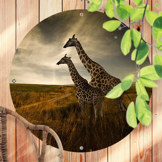 Sweet Living Rundes Outdoor Poster Zwei Giraffen