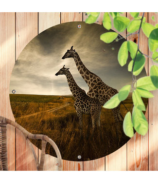 Sweet Living Rundes Outdoor Poster Zwei Giraffen