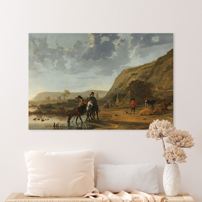 Sweet Living Leinwand Bild Flusslandschaft mit Reitern