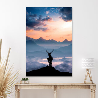 Sweet Living Leinwand Bild Silhouette Rotwild