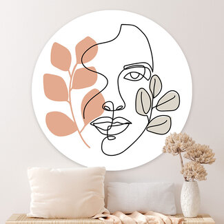 Sweet Living Runde Bilder Abstract Face with Leaves