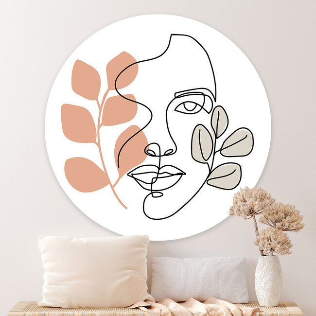 Sweet Living Runde Bilder Abstract Face with Leaves