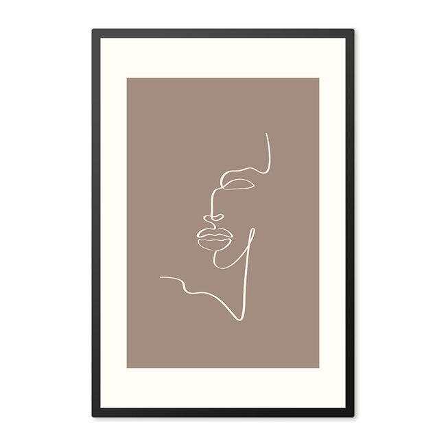 Sweet Living Poster mit Rahmen Line Face Shape