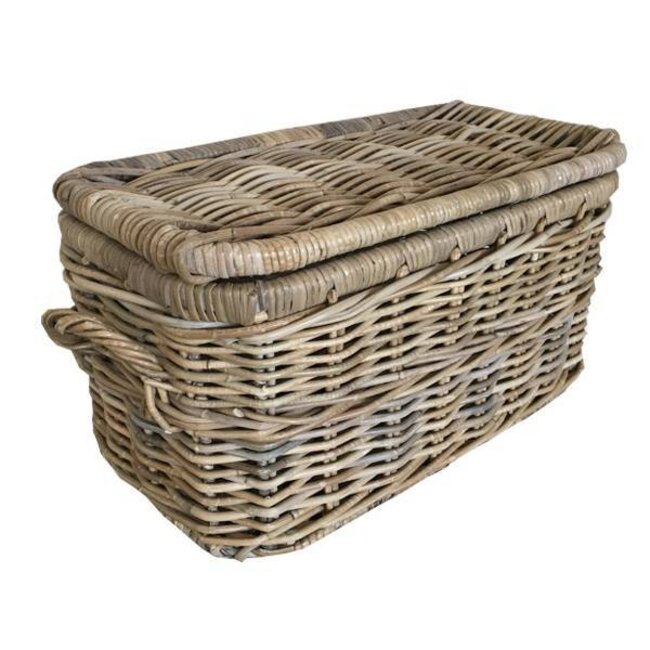 Sweet Living Rattan Korb mit Deck Grauwasch