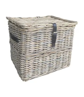 Sweet Living Rattan Korb Quadratisch mit Leder