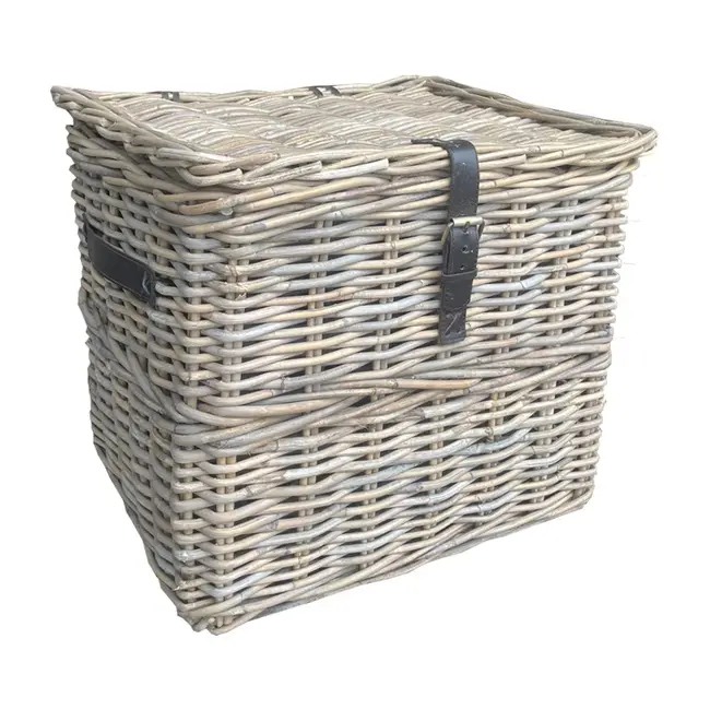 Sweet Living Rattan Korb Quadratisch mit Leder